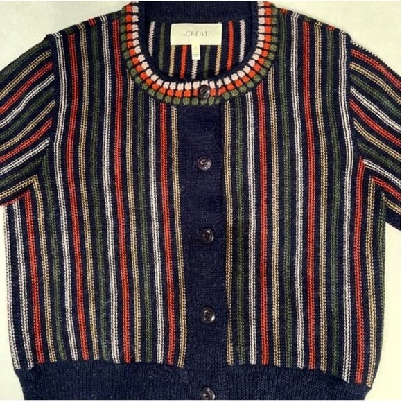 The Great. Navy Stripe Cardigan - Picture 6 of 10